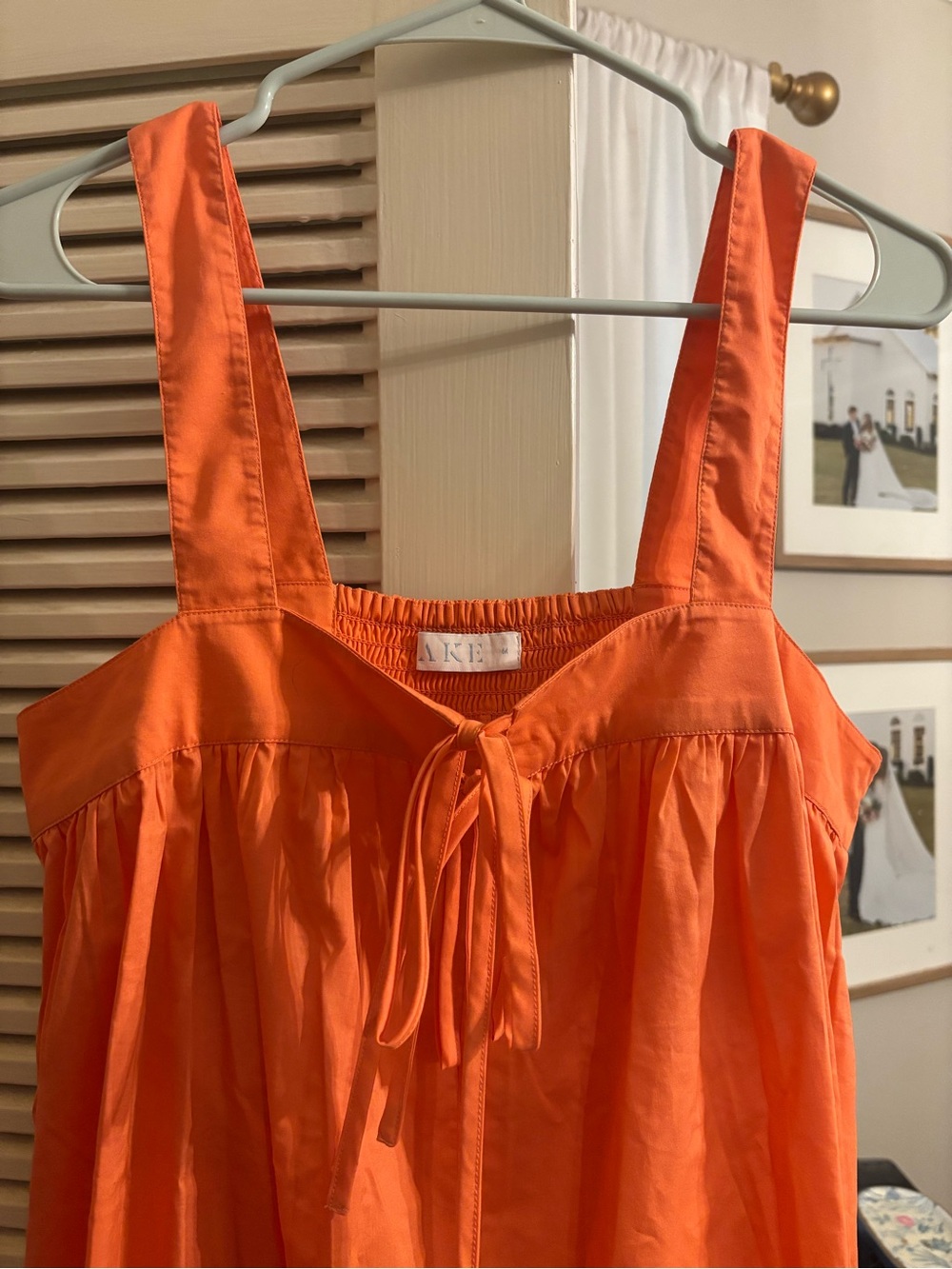 AKEP Orange Tie-Front Cotton Sleep Dress